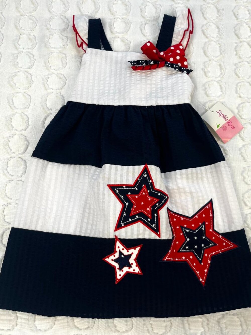 Sophie Rose Girls Dress 3T Red White & Blue Stars & Stripes July 4th Patriotic